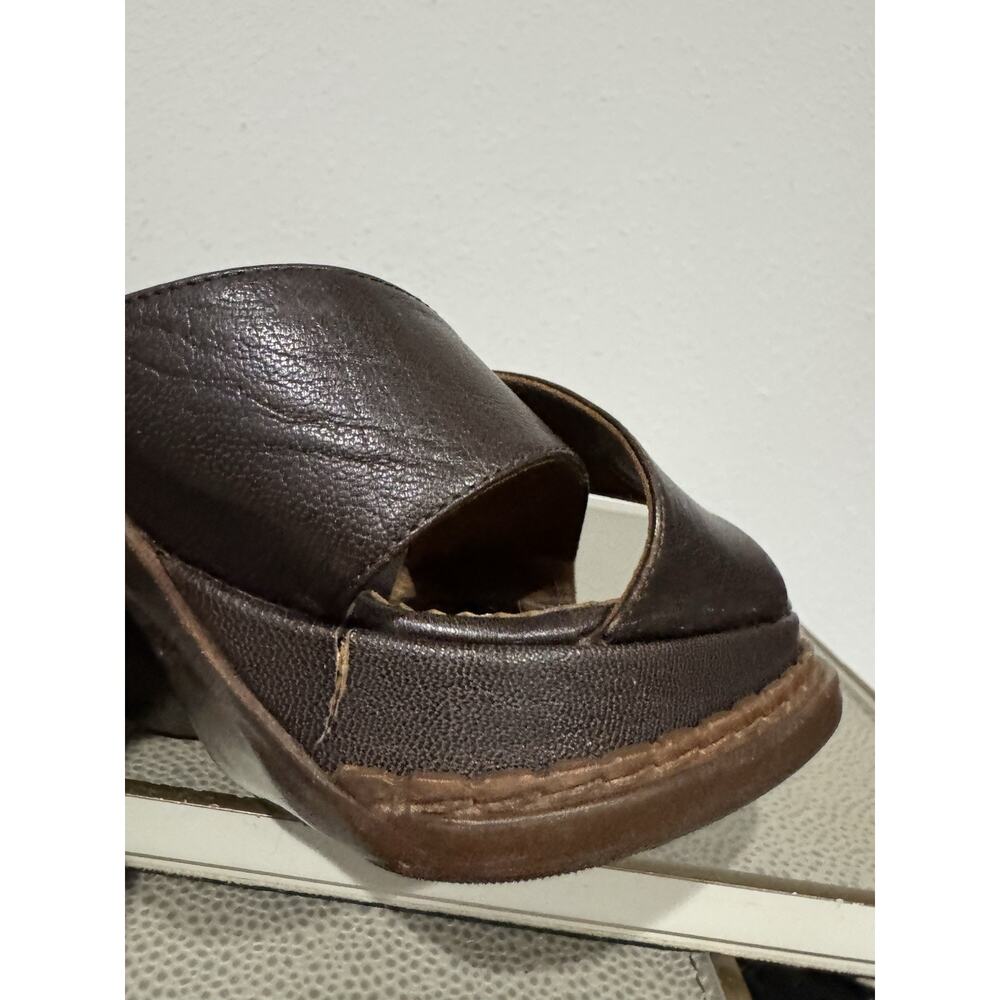 YSL RIVE GAUCHE AUTHENTIC ESPRESSO PLATFORM SANDAL HEELS VTG Y2K 38 - Picture 12 of 16